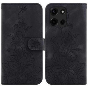 For Motorola Moto G 5G 2025 Lily Embossed Leather Phone Case(Black)