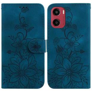 For Motorola Moto G05 / E15 Lily Embossed Leather Phone Case(Dark Blue)