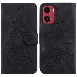 For Motorola Moto G05 / E15 Lily Embossed Leather Phone Case(Black)