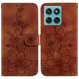 For Motorola Edge 60 Fusion / Edge 5G 2025 Lily Embossed Leather Phone Case(Brown)