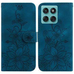 For Motorola Edge 60 Fusion / Edge 5G 2025 Lily Embossed Leather Phone Case(Dark Blue)