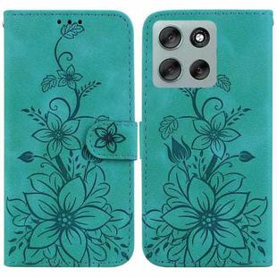 For Motorola Moto G56 5G / G66j 5G / G66y 5G Lily Embossed Leather Phone Case(Green)