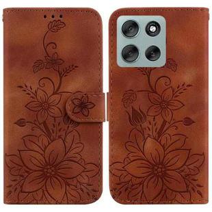 For Motorola Moto G56 5G / G66j 5G / G66y 5G Lily Embossed Leather Phone Case(Brown)