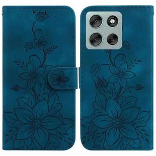 For Motorola Moto G56 5G / G66j 5G / G66y 5G Lily Embossed Leather Phone Case(Dark Blue)