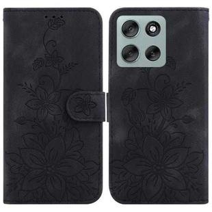 For Motorola Moto G56 5G / G66j 5G / G66y 5G Lily Embossed Leather Phone Case(Black)
