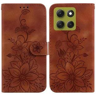 For Motorola Moto G86 5G Lily Embossed Leather Phone Case(Brown)