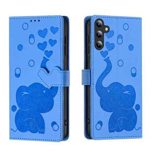 For Samsung Galaxy S24 5G Cartoon Elephant Embossed Leather Phone Case(Blue)