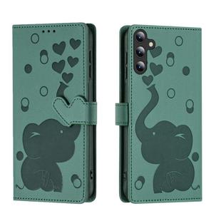 For Samsung Galaxy S24 5G Cartoon Elephant Embossed Leather Phone Case(Green)