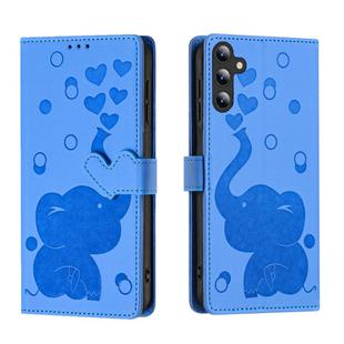 For Samsung Galaxy S24+ 5G Cartoon Elephant Embossed Leather Phone Case(Blue)