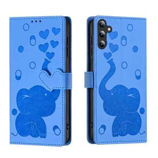 For Samsung Galaxy S23 FE 5G Cartoon Elephant Embossed Leather Phone Case(Blue)