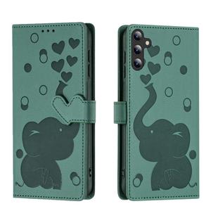 For Samsung Galaxy S23 FE 5G Cartoon Elephant Embossed Leather Phone Case(Green)