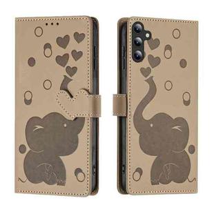 For Samsung Galaxy S23 FE 5G Cartoon Elephant Embossed Leather Phone Case(Khaki)