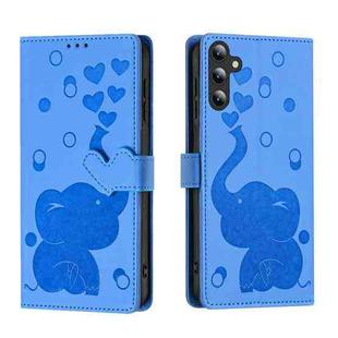 For Samsung Galaxy S25 5G Cartoon Elephant Embossed Leather Phone Case(Blue)