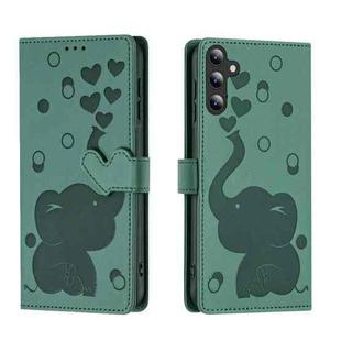 For Samsung Galaxy S25 5G Cartoon Elephant Embossed Leather Phone Case(Green)