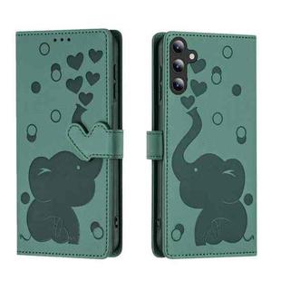 For Samsung Galaxy S25+ 5G Cartoon Elephant Embossed Leather Phone Case(Green)