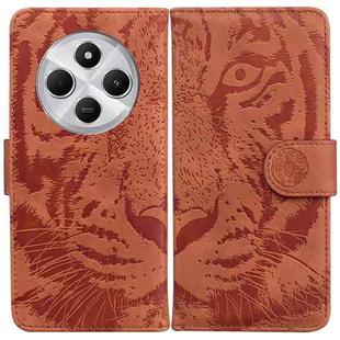 For Redmi 14C 4G Tiger Embossing Pattern Leather Phone Case(Brown)