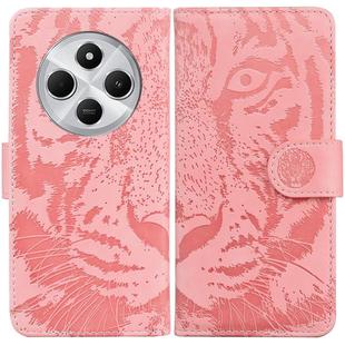 For Redmi 14C 4G Tiger Embossing Pattern Leather Phone Case(Pink)