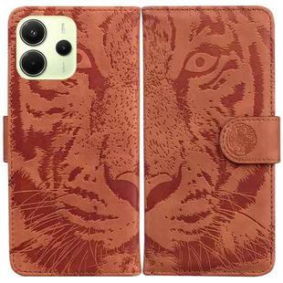 For Redmi Note 14 4G 163.25mm Tiger Embossing Pattern Leather Phone Case(Brown)