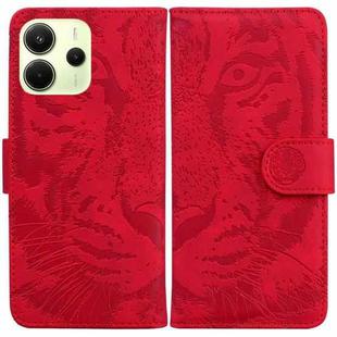 For Redmi Note 14 4G 164.84mm Tiger Embossing Pattern Leather Phone Case(Red)