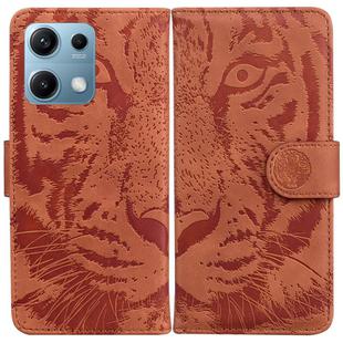 For Redmi Note 14S 4G Tiger Embossing Pattern Leather Phone Case(Brown)