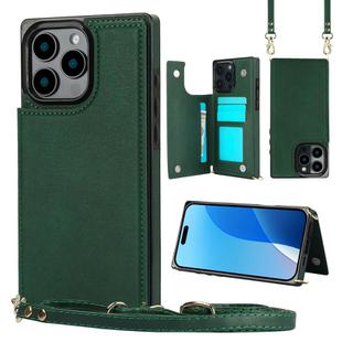 For iPhone 16 Pro Max Cross-body Square Dual-Buckle Card Flip Wallet Phone Case(Green)