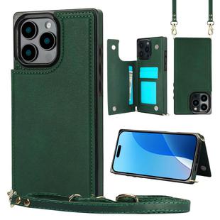 For iPhone 16 Pro Cross-body Square Dual-Buckle Card Flip Wallet Phone Case(Green)