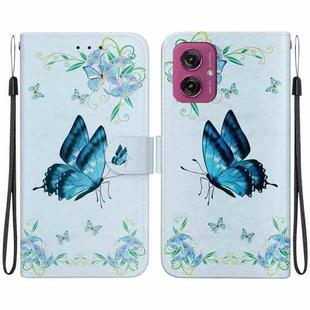 For Motorola Moto G55 Crystal Texture Colored Drawing Leather Phone Case(Blue Pansies)