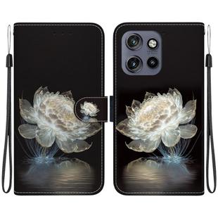 For Motorola Edge 50 Neo 5G Global Crystal Texture Colored Drawing Leather Phone Case(Crystal Peony)