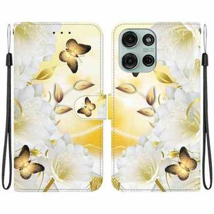 For Motorola Moto G75 5G Crystal Texture Colored Drawing Leather Phone Case(Gold Butterfly Epiphyllum)