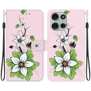 For Motorola Moto G75 5G Crystal Texture Colored Drawing Leather Phone Case(Lily)