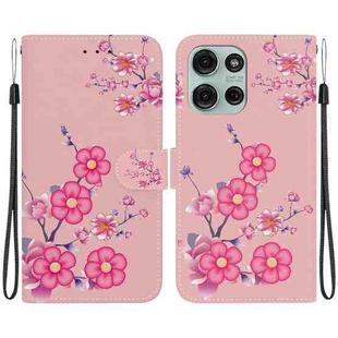 For Motorola Moto G75 5G Crystal Texture Colored Drawing Leather Phone Case(Cherry Blossoms)