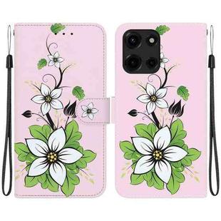 For Motorola Moto G 5G 2025 Crystal Texture Colored Drawing Leather Phone Case(Lily)