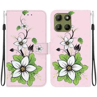 For Motorola Moto G15 Crystal Texture Colored Drawing Leather Phone Case(Lily)