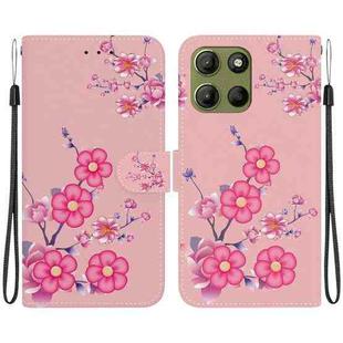 For Motorola Moto G15 Crystal Texture Colored Drawing Leather Phone Case(Cherry Blossoms)