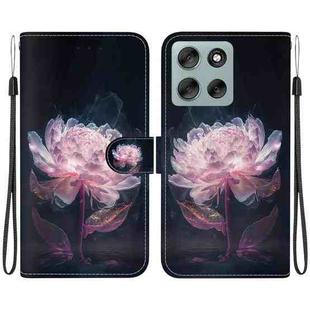 For Motorola Moto G56 5G / G66j 5G / G66y 5G Crystal Texture Colored Drawing Leather Phone Case(Purple Peony)