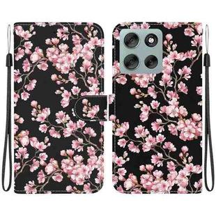 For Motorola Moto G56 5G / G66j 5G / G66y 5G Crystal Texture Colored Drawing Leather Phone Case(Plum Bossom)