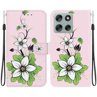 For Motorola Moto G56 5G / G66j 5G / G66y 5G Crystal Texture Colored Drawing Leather Phone Case(Lily)