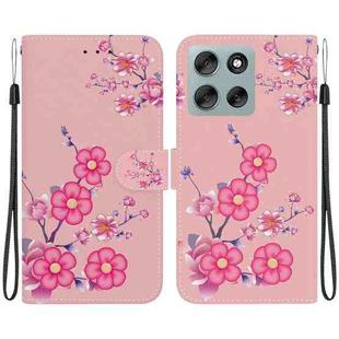 For Motorola Moto G56 5G / G66j 5G / G66y 5G Crystal Texture Colored Drawing Leather Phone Case(Cherry Blossoms)