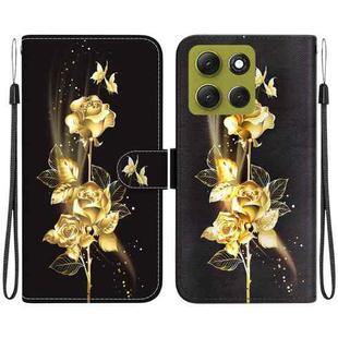 For Motorola Moto G86 5G Crystal Texture Colored Drawing Leather Phone Case(Gold Butterfly Rose)