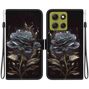 For Motorola Moto G86 5G Crystal Texture Colored Drawing Leather Phone Case(Black Rose)