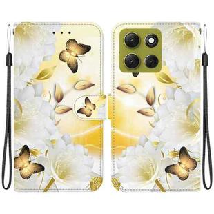 For Motorola Moto G86 5G Crystal Texture Colored Drawing Leather Phone Case(Gold Butterfly Epiphyllum)