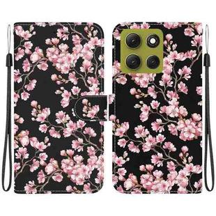 For Motorola Moto G86 5G Crystal Texture Colored Drawing Leather Phone Case(Plum Bossom)