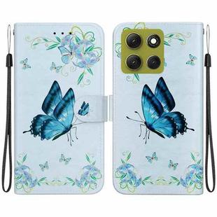 For Motorola Moto G86 5G Crystal Texture Colored Drawing Leather Phone Case(Blue Pansies)