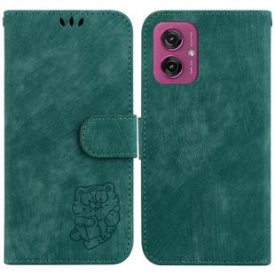 For Motorola Moto G55 Little Tiger Embossed Leather Phone Case(Green)