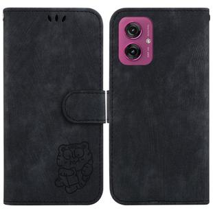 For Motorola Moto G55 Little Tiger Embossed Leather Phone Case(Black)