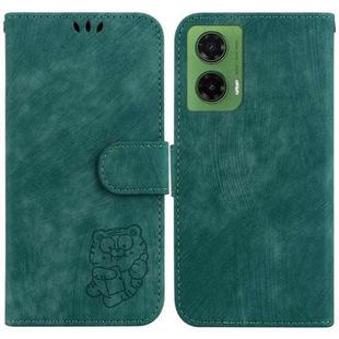 For Motorola Moto G35 Little Tiger Embossed Leather Phone Case(Green)