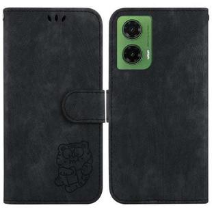 For Motorola Moto G35 Little Tiger Embossed Leather Phone Case(Black)