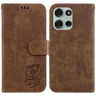 For Motorola Moto G75 5G Little Tiger Embossed Leather Phone Case(Brown)