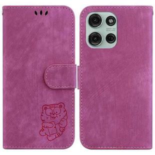 For Motorola Moto G75 5G Little Tiger Embossed Leather Phone Case(Rose Red)