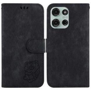 For Motorola Moto G75 5G Little Tiger Embossed Leather Phone Case(Black)